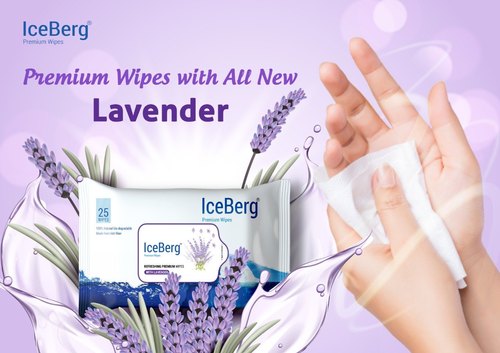 Iceberg Rectangular Spunlace Skin Care Wet Wipes, Color : White