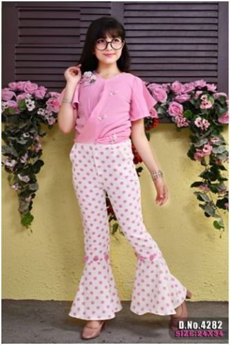 Designer Top With Flurry Bottom Pant, Size : 24X34 (4-13 YRS)