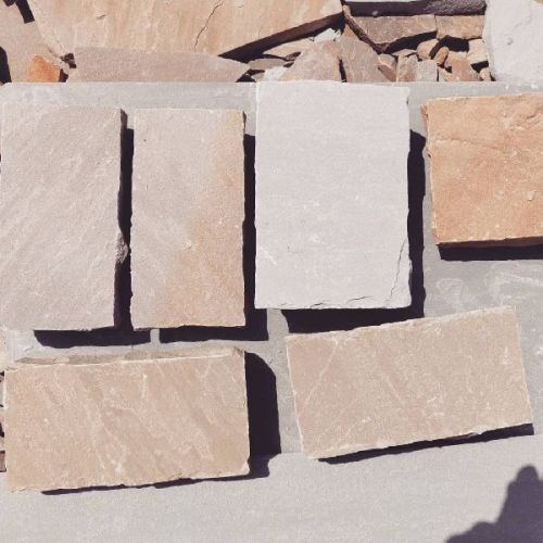 Rectangular Polished Sandstone Cobbles, For Construction, Size : Standard