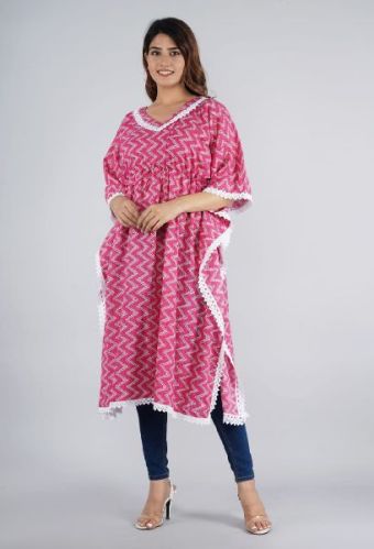 Printed Cotton Ladies Kaftan, Size : M, XL