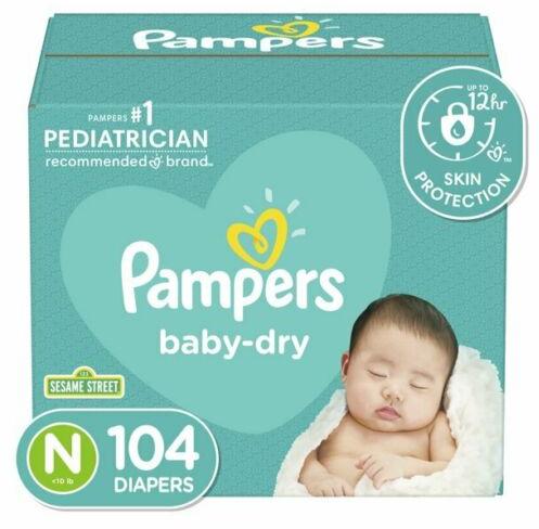 Pampers Baby Dry Disposable Diapers Size Newborn,1,2,3,4,5,6 (Choose Size&Count)