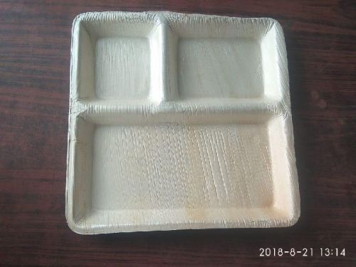 9.5 Inch Rectangular 3 Partition Plate Of Arecaleaf