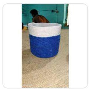 Blue and White Jute Laundry Basket, Feature : Easy To Carry, Eco Friendly, Superior Finish