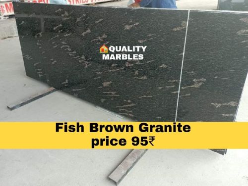 Polished Fish Brown Granite, For Treads, Staircases, Kitchen Countertops, Flooring, Size : 9×3