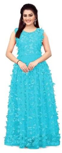 Plain 13208 Designer Party Gown, Length : 45 Inch