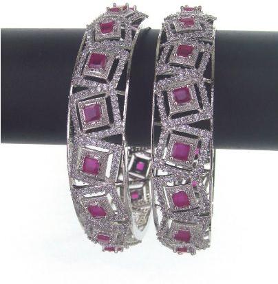 Polished Cubic Zirconia Classic CZ Bangles, Packaging Type : Wooden Box