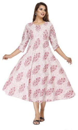 Printed Cotton Long Kurti, Style : Casual
