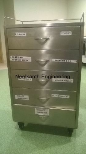 Stainless Steel Hospital Medicine Trolley, Shape : Rectangular