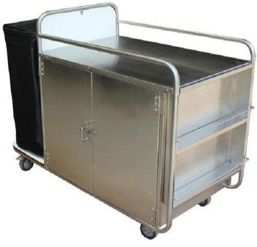 Polished Stainless Steel Garbage Trolley, Feature : Durable