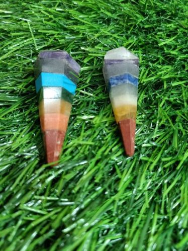 Cone Gemstone Seven Chakra Bonded Pendulum