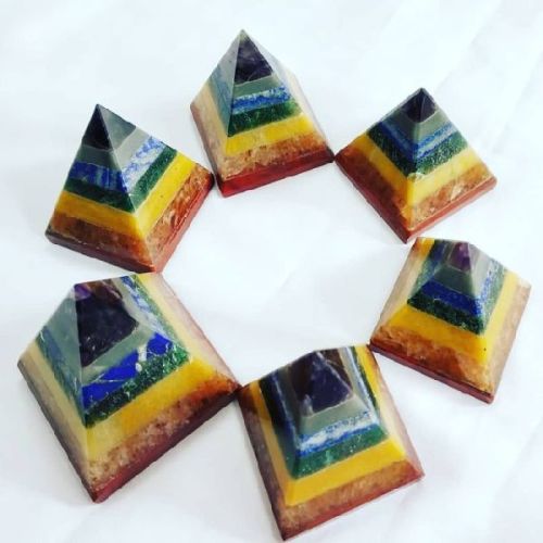 Gemstone Seven Chakra Bonded Pyramid, Size : 40-50mm
