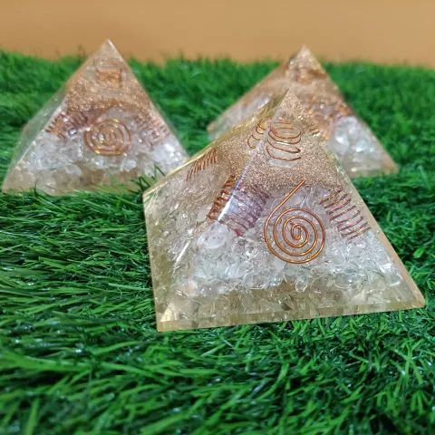 Gemstone White Orgonite Pyramid, Size : Customised