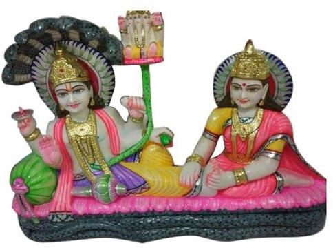 Painted Marble Laxmi Vishnu Statue, Color : White, Pink, Golden Etc