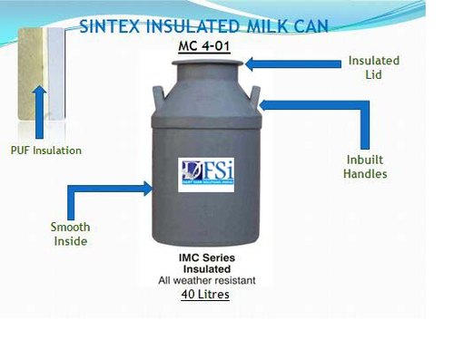 SINTEX- SPECTRON Plastic Insulated Milk Can, Capacity : 40L