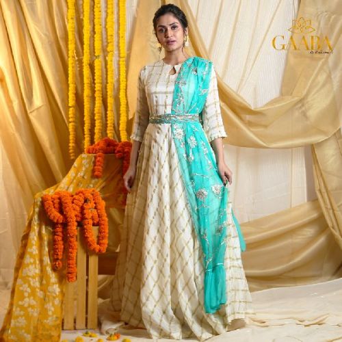 Skip To The Beginning Of The Images Gallery Gaaba Classy Long Dress With Dupatta And Belt