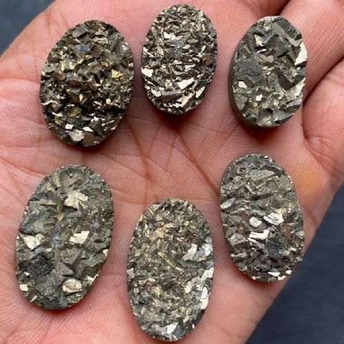 Pyrite Druzy Cabochon Gemstone, Style : Elegant