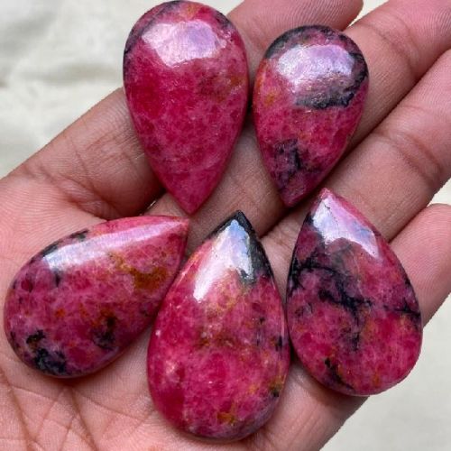 Pear Rhodonite Cabochon Gemstone, Gemstone Size : 37-31 MM