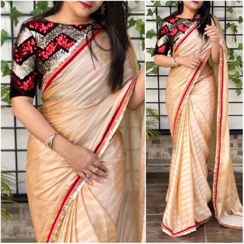 Satin Chiffon Sarees, For Easy Wash, Dry Cleaning, Anti-Wrinkle, Shrink-Resistant, Width : 5.5 Meter