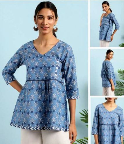 Round Neck Plain Cotton VISCOSE BLEND. Womens Tunic, Size : XL