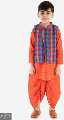 Baby Boy Dhoti Kurta Set, Color : Orange