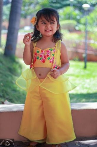 Bougainvillea Girls Palazzo Set, Color : Yellow