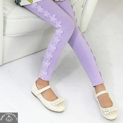 Purple Floral Leggings, Occasion : Casual/Party