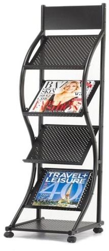 Polished Mild Steel Magazine Rack, Color : Black