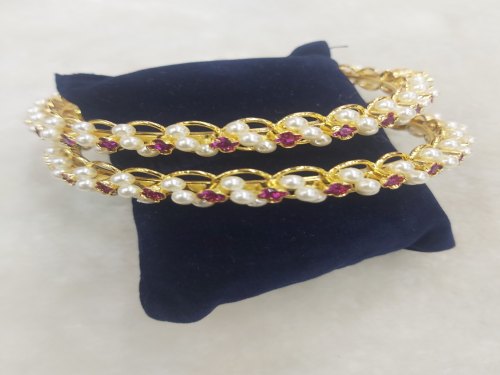 Gold Plated Copper Moti Bangle, Color : Golden