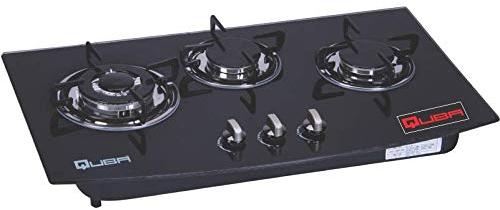 Quba 3 Burner Blue Color Glass Top Gas Stove