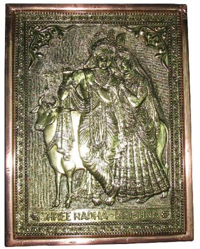 A4449 - Brass&Copper Awesome Hand Crafted Radha Krishna Hanging Photo Frame Remedy For Love