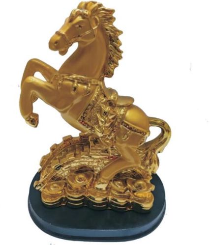 Golden Lucky Horse On Coins and Ingot With Steps Of Success 8 Inch 540Grams – S912807