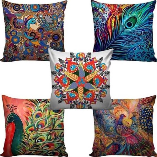 ARA Polyester Cushion Covers, For Home, Office, Pattern : Printed