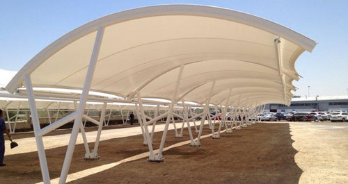 Mild Steel Tensile Fabric Parking Sheds, Color : WHITE