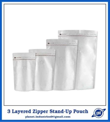 3 Layer Stand Up Zipper Pouch, For Food Packaging, Feature : Eco Friendly, Leakage Proof, Perfect Finish