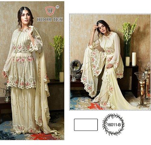 Hoor Tex Semi-Stitched Georgette Ladies Designer Pakistani Suit, Color : Multi