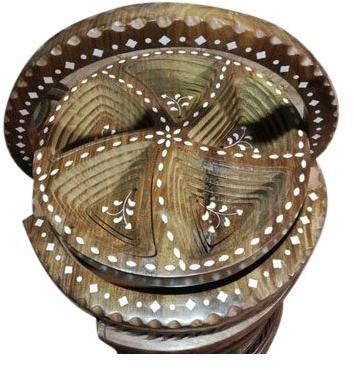 Round Coated Designer Wooden Basket, Color : Brown