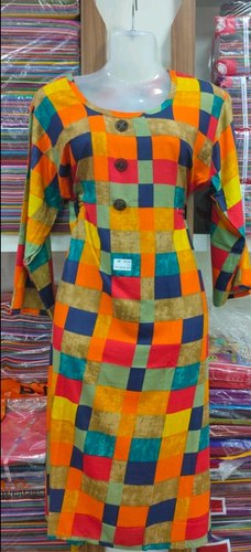 Check Ladies Cotton Kurti, Size : M, XL