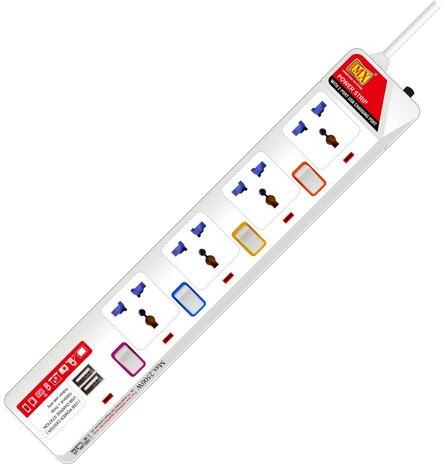 4 Way Universal Power Strip, Color : White