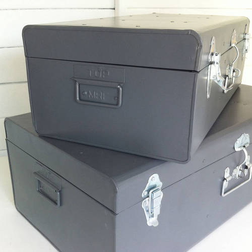 Galvanized Storage Trunk, Color : Grey