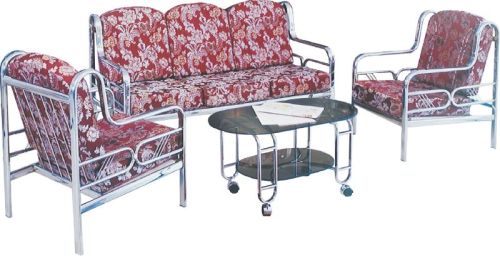 Polished Stainless Steel Sofa Set, Color : Silver