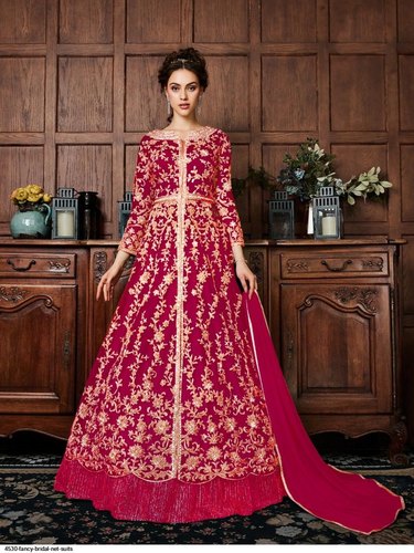 Semi-Stitched Net Designer Suit