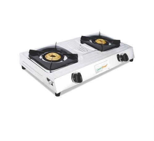 Stainless Steel(Body) Two Burner Gas Stove, Color : Silver