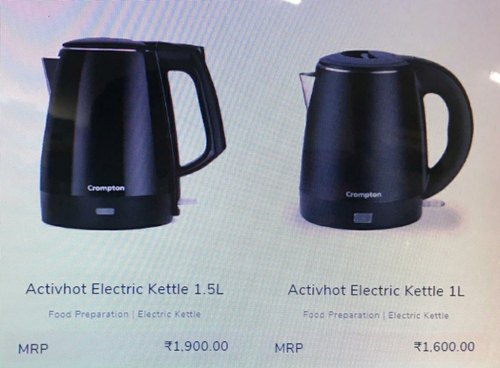 Stainless Steel Electric Kettle, Model Number : Crompton