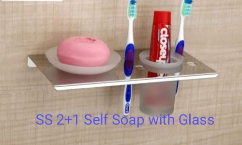 RADHEY Bathroom Glass Soap Shelf, Color : Silver