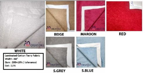 Cotton Terry Fabric, For Mattress Protractor, Pattern : Plain