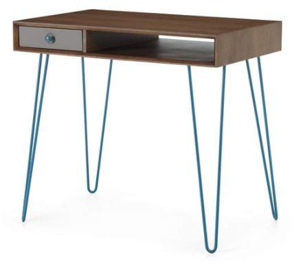 TOFARCH Stylish Study Table Or Office Table Budapest (Wooden Free Standing Brown and Blue Table)