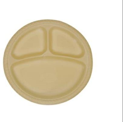 Round 9 Inch Cornstarch 3 Compartment Plate, For Food Serving, Feature : Biodegradable