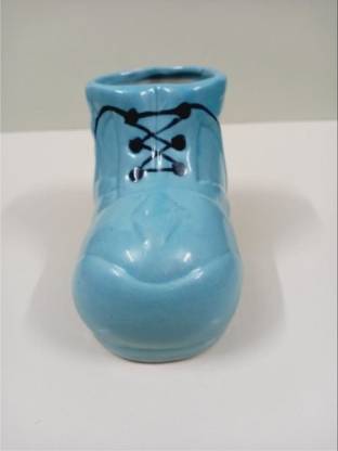Handikart Blue Ceramic Shoe Shaped Planter Vase For Plants Succulent Pot Boot Planters(9x16x10 Cm)