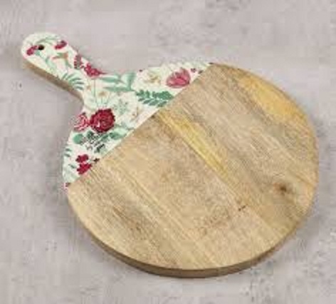 Wood Finished Round Chopping Board, For Kitchen, Pattern : Printed