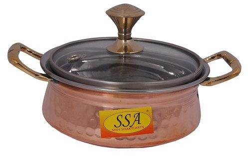 SSA Round Copper Handi Casserole, Capacity : 1 Liter